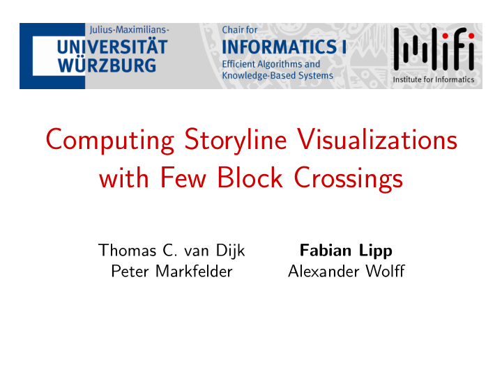 computing storyline visualizations with few block