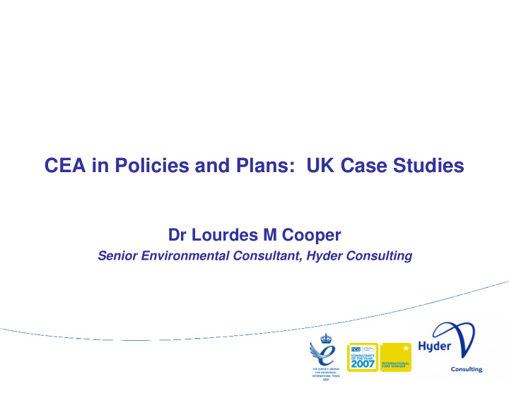 cea in policies and plans uk case studies