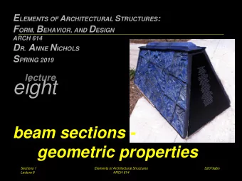 eight  beam sections -  geometric properties  Sections 1  Elements of Architectural Structures