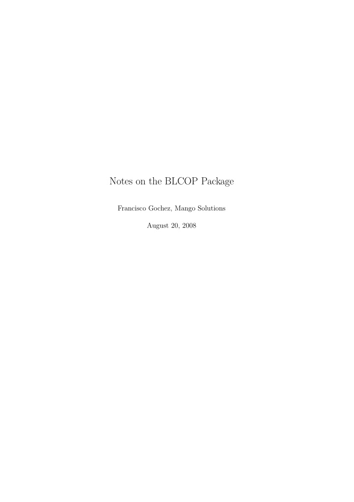notes on the blcop package