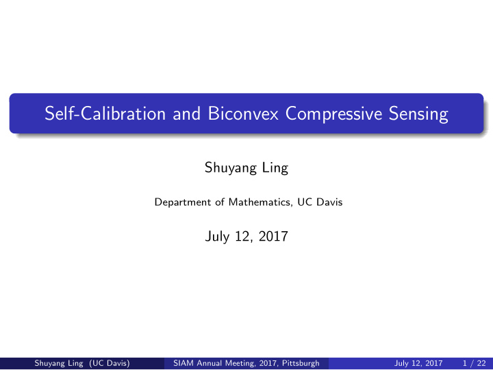 self calibration and biconvex compressive sensing