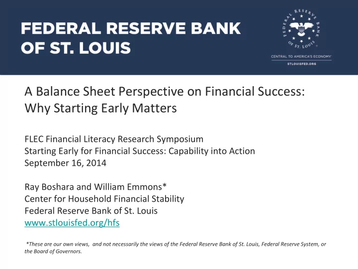 a balance sheet perspective on financial success