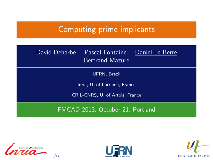 computing prime implicants