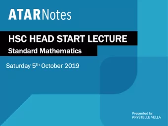 HSC  SC H  HEAD ST  START L  T LECTU  TURE  Standard  rd M  Mathematics th October 2  Satu  turday