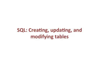 SQL:  Crea*ng,  upda*ng,  and    modifying  tables    Data  Types  in