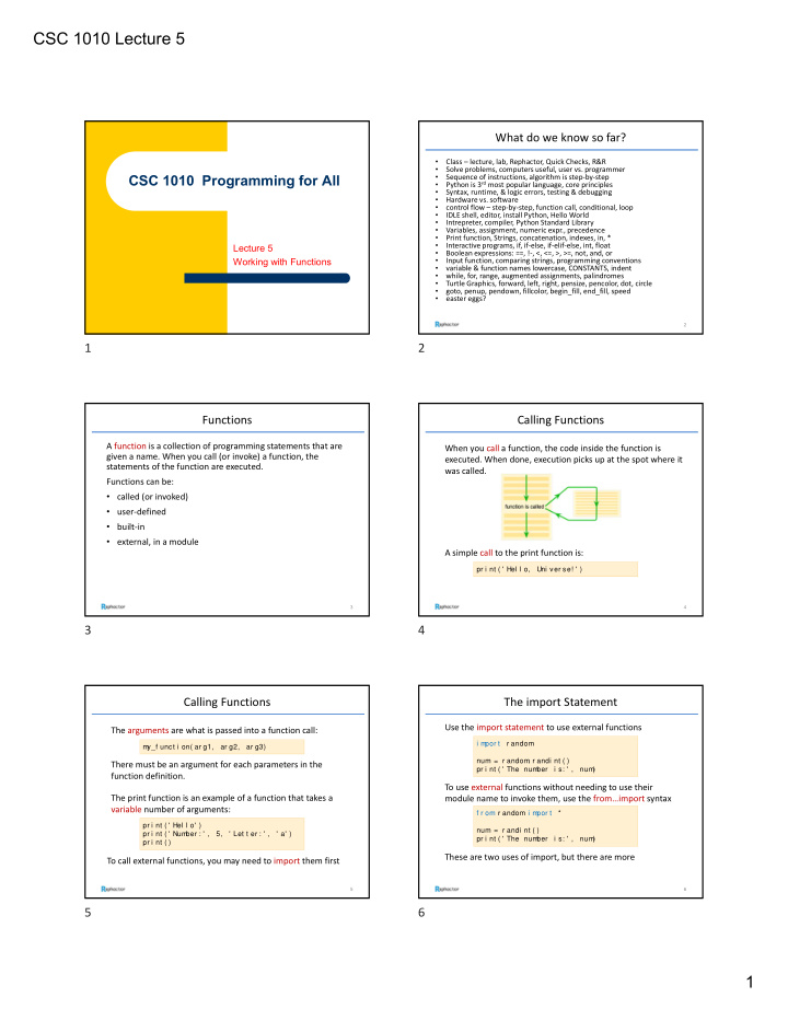 csc 1010 lecture 5