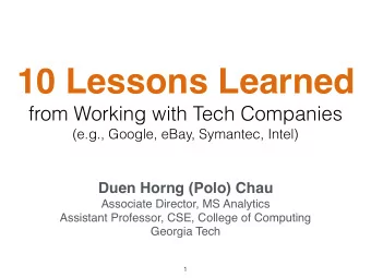 Data &amp; Visual Analytics  We work with (really) large data.  4  Lesson 1  You need to learn many