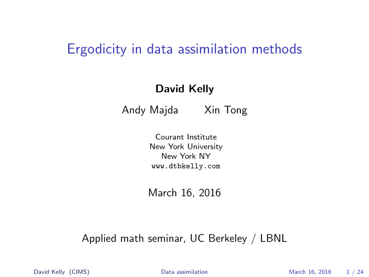 ergodicity in data assimilation methods