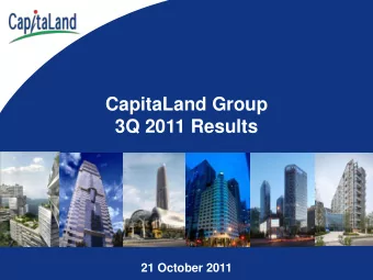 3Q 2011 Results  21 October 2011  Disclaimer  This presentation may contain forward-looking