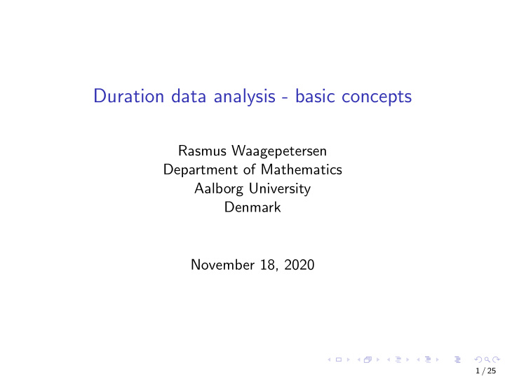 duration data analysis basic concepts
