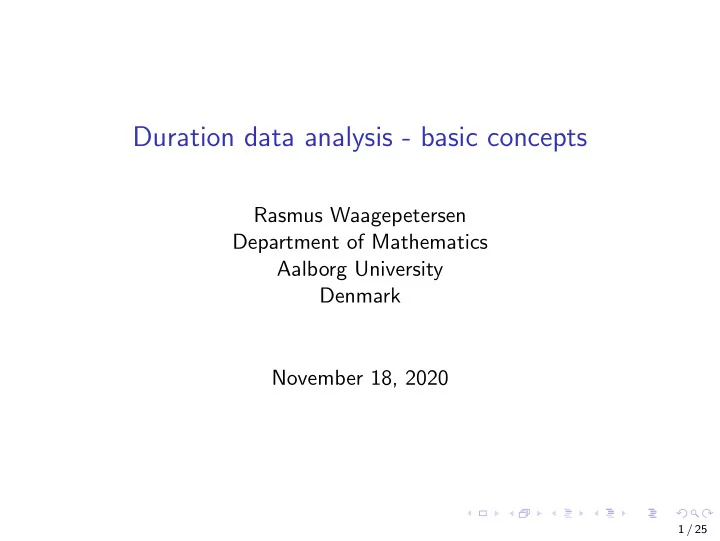 duration data analysis basic concepts