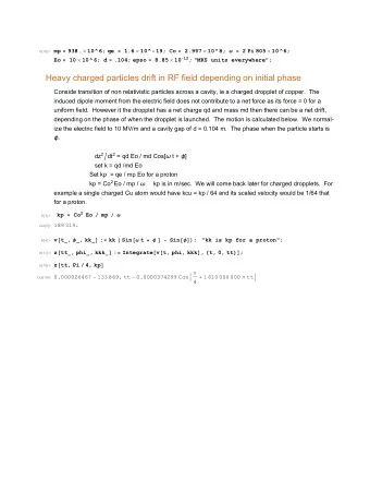 Heavy charged particles drift in RF field depending on initial phase  Conside transition of non