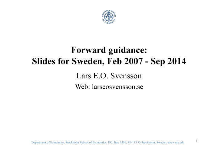 forward guidance slides for sweden feb 2007 sep 2014
