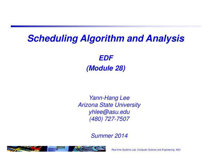 scheduling algorithm and analysis
