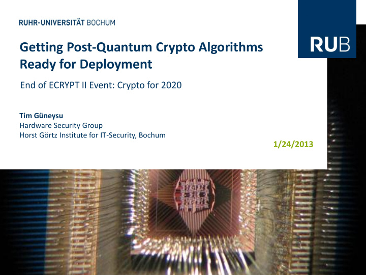getting post quantum crypto algorithms ready for