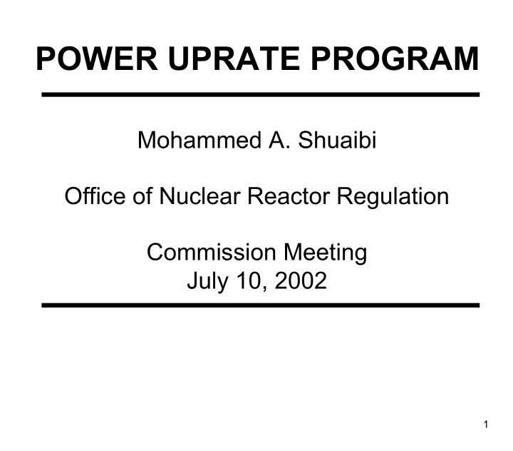 power uprate program