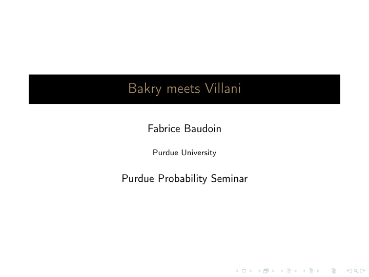 bakry meets villani