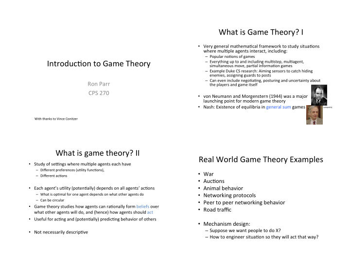 what is game theory i