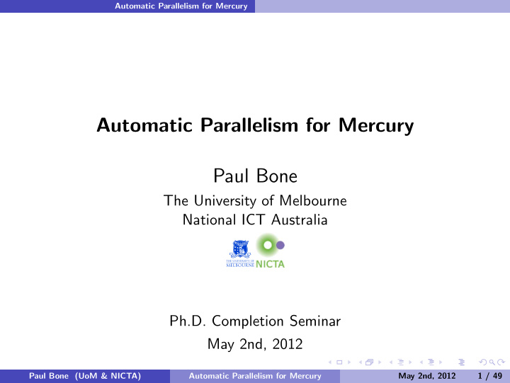 automatic parallelism for mercury paul bone