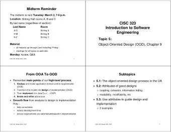 CISC 323  By last name (regardless of section):  Last Name  Room  Introduction to Software  A-G