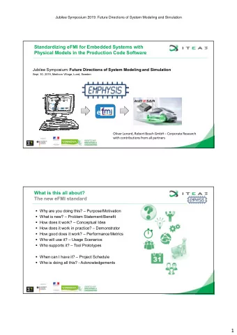 e  Oliver Lenord, Robert Bosch GmbH  Corporate Research  with contributions from all partners