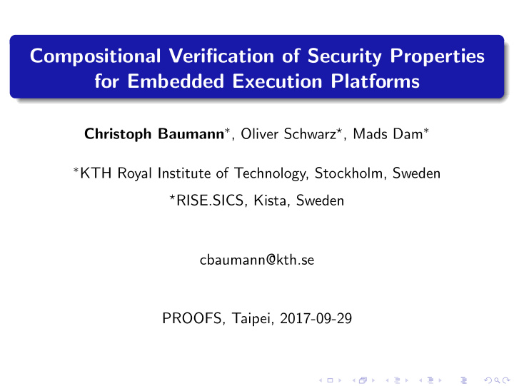 compositional verification of security properties for