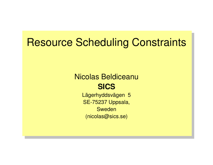 resource scheduling constraints