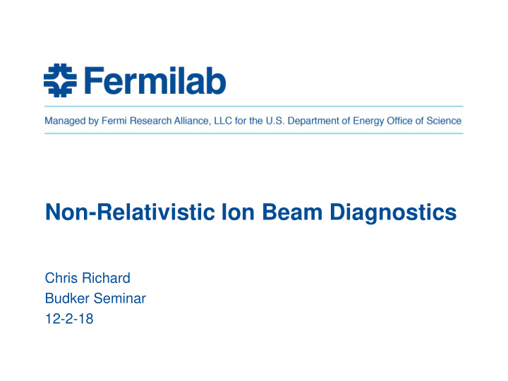 non relativistic ion beam diagnostics