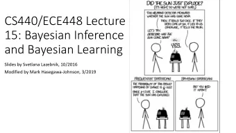 CS440/ECE448 Lecture  15: Bayesian Inference  and Bayesian Learning  Slides by Svetlana Lazebnik,