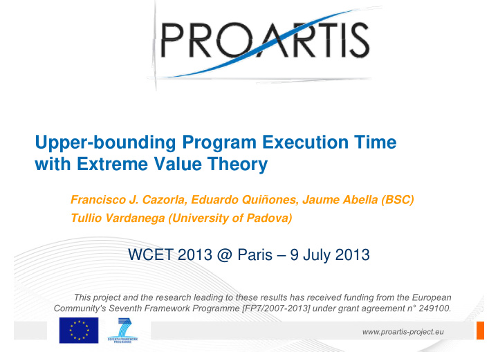upper bounding program execution time with extreme value