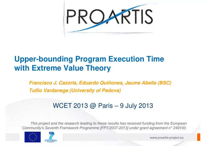 upper bounding program execution time with extreme value