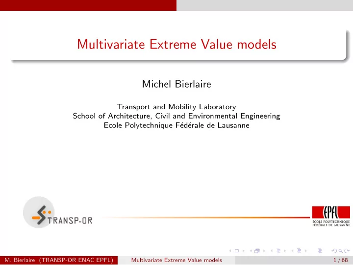 multivariate extreme value models
