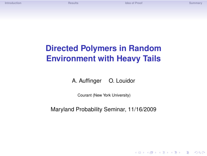 directed polymers in random environment with heavy tails