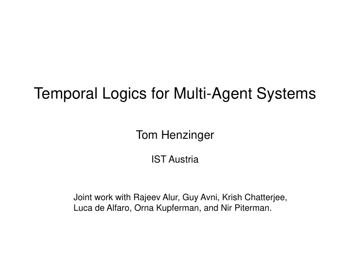 temporal logics for multi agent systems