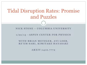 and Puzzles NICK STONE  COLUMBIA UNIVERSITY 1/22/15  ASPEN CENTER FOR PHYSICS  WITH BRIAN