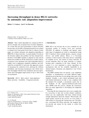 Increasing throughput in dense 802.11 networks  by automatic rate adaptation improvement Kleber V.