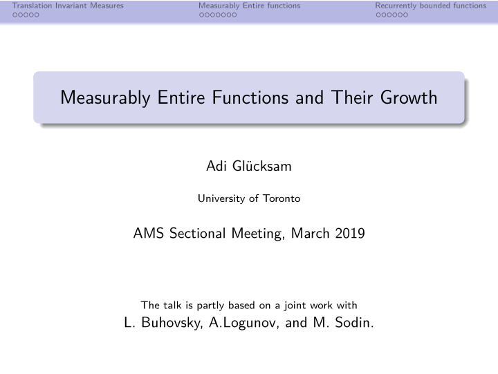measurably entire functions and their growth