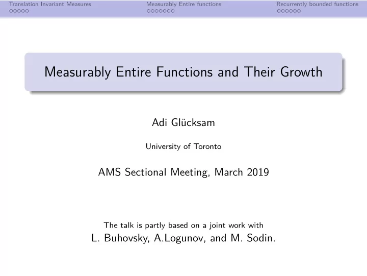measurably entire functions and their growth