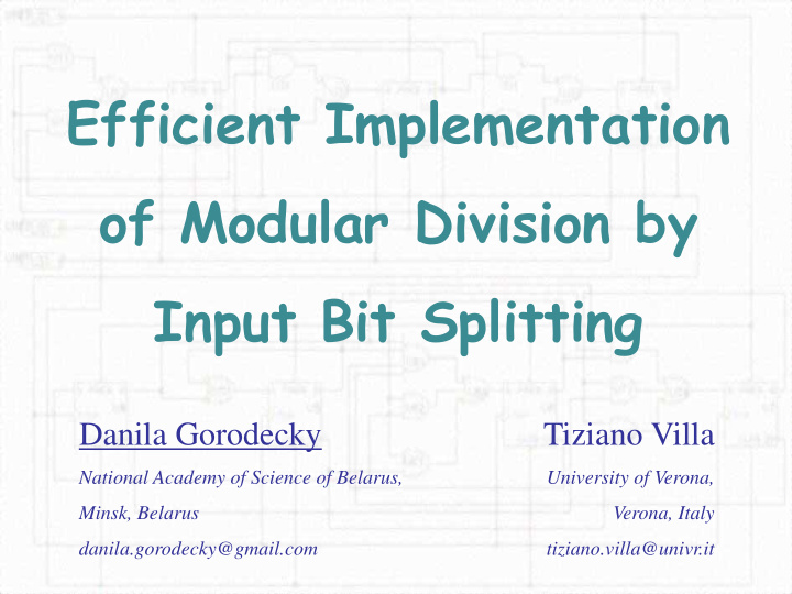 efficient implementation of modular division by input bit
