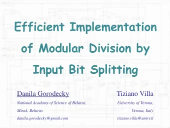 Efficient Implementation  of Modular Division by  Input Bit Splitting  Danila Gorodecky  Tiziano