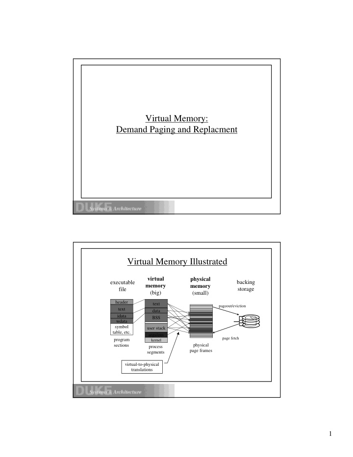 virtual memory demand paging and replacment virtual