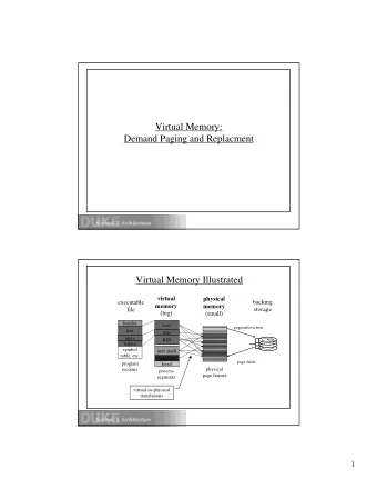 Virtual Memory:  Demand Paging and Replacment  Virtual Memory Illustrated  virtual  physical