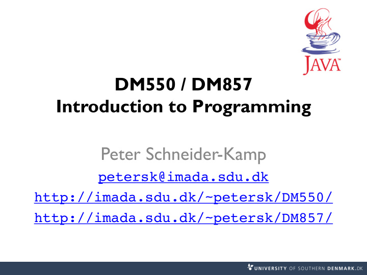 dm550 dm857 introduction to programming peter schneider
