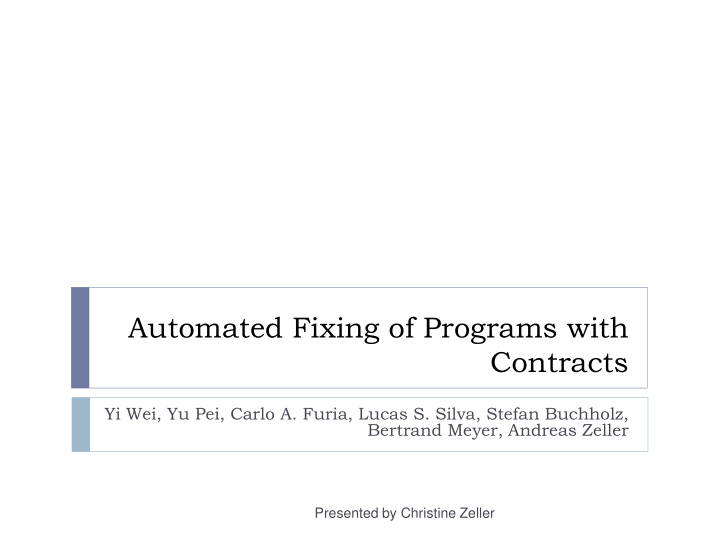 automated fixing of programs with contracts