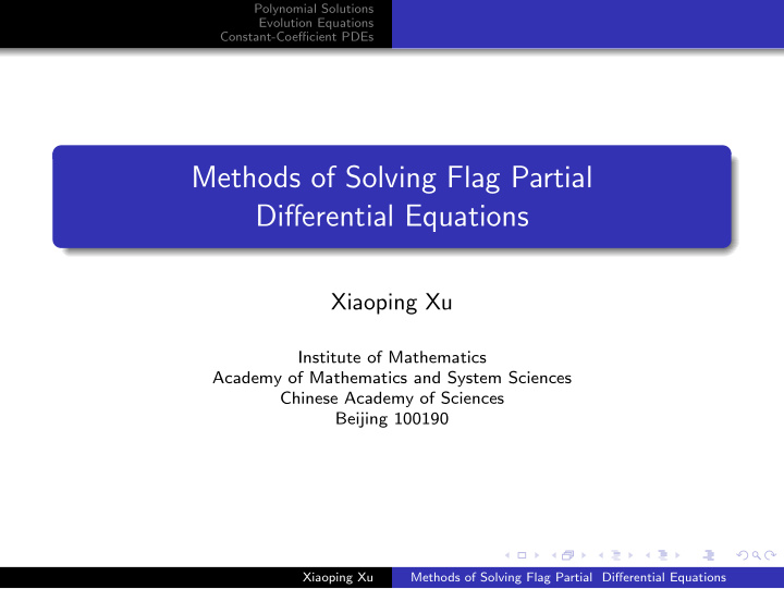 methods of solving flag partial differential equations