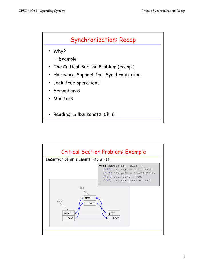 synchronization recap