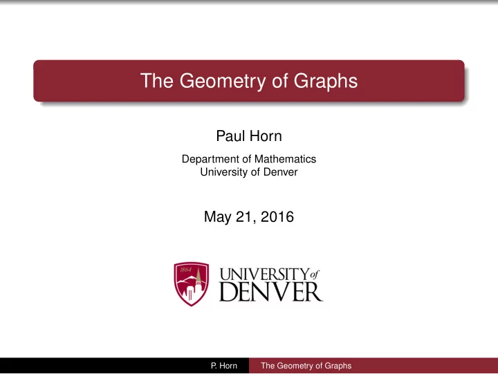 the geometry of graphs