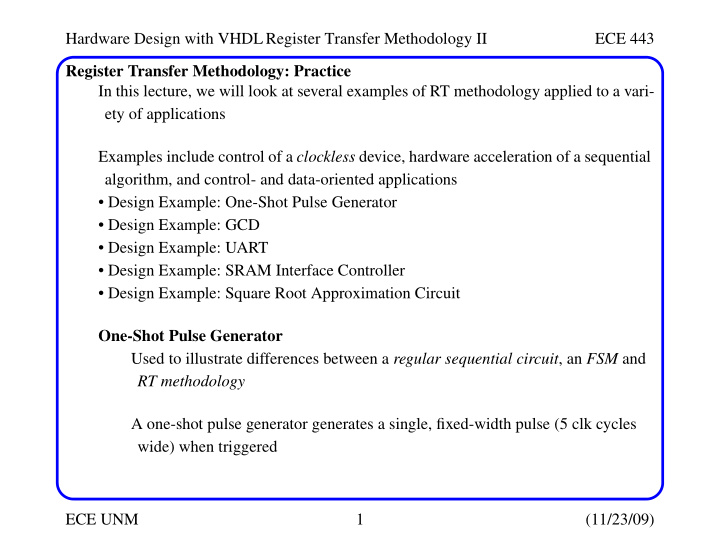 hardware design with vhdl register transfer methodology