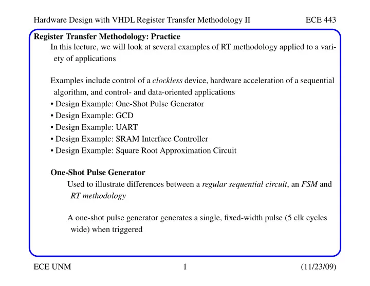 hardware design with vhdl register transfer methodology