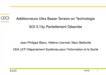 Additionneurs Ultra Basse Tension en Technologie SOI 0,13  Partiellement Dserte  Jean